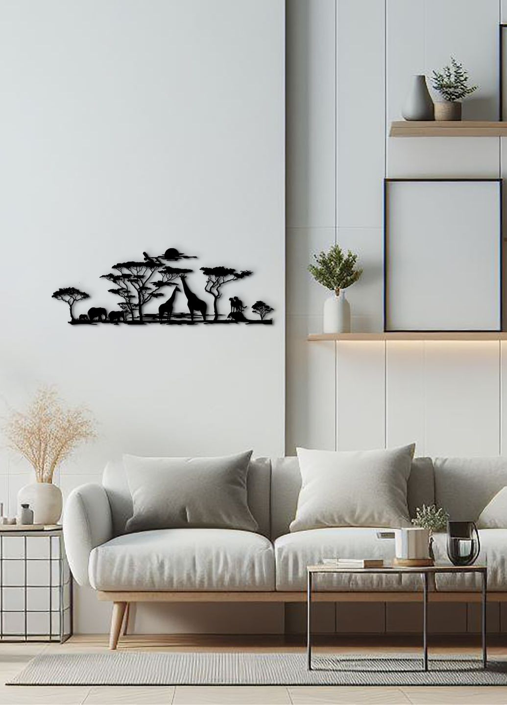 Інтер'єрна картина на стіну, декоративне панно з дерева "Африканські тварини", стиль лофт 35х13 см Woodyard (292111849)
