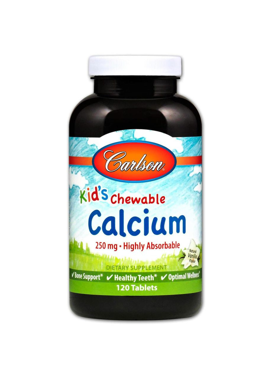 Жувальний кальцій для дітей Carlson Chewable Calcium 250 мг 120 таблеток Ваніль Carlson Labs (359473999)