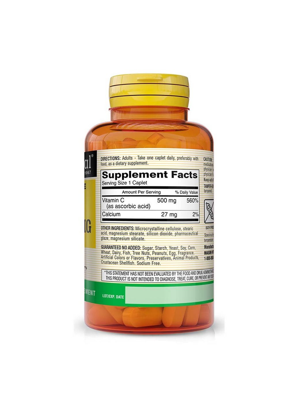 Вітаміни та мінерали Vitamin C 500 mg Delayed Release, 100 каплет Mason Natural (293418233)
