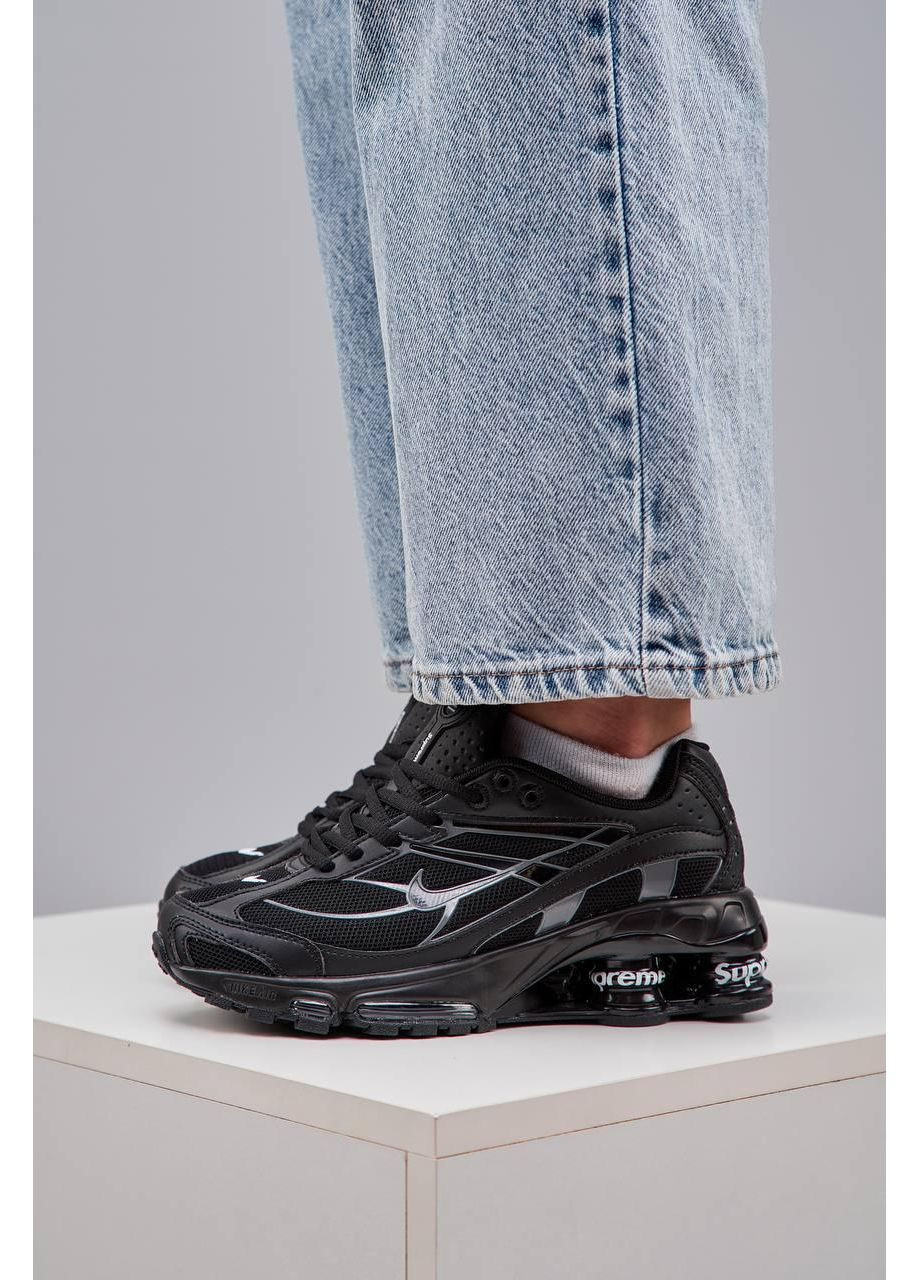 Черные демисезонные кроссовки мужские nike x supreme shox ride 2 black найк аир макс суприм No Brand