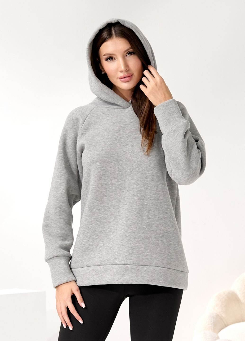 Оверсайз худі жіноче з тринитки на флісі No Brand (370897024)