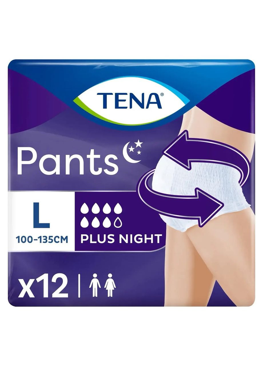 Труси-підгузки НІЧНІ для дорослих Pants Plus Night Largе 12 шт Tena (371140776)
