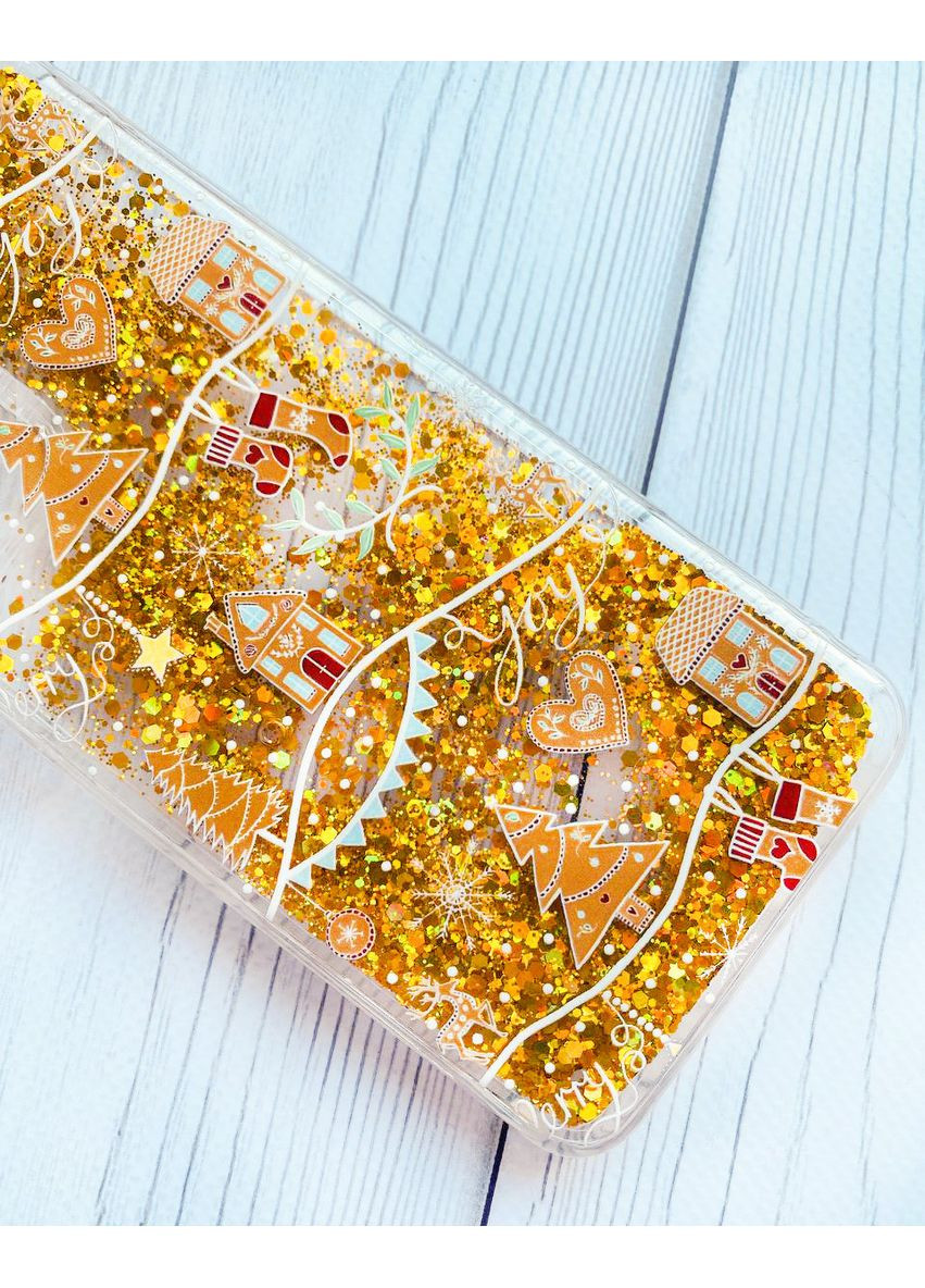 Чехол с плавающими блестками для Samsung Galaxy A25 (A256) Золотой фон Рождество (принт 201) CASE CONTROL (362966865)