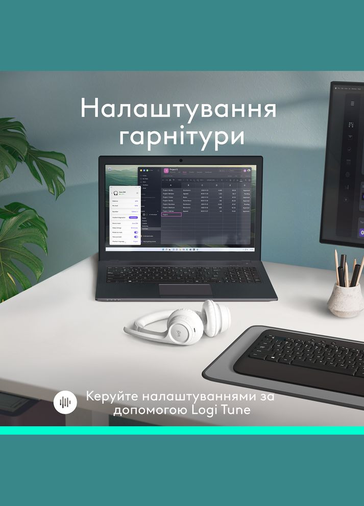 Гарнітура Zone 300 Wireless Headset BT White (981-001417) (6996323) Logitech (314777339)