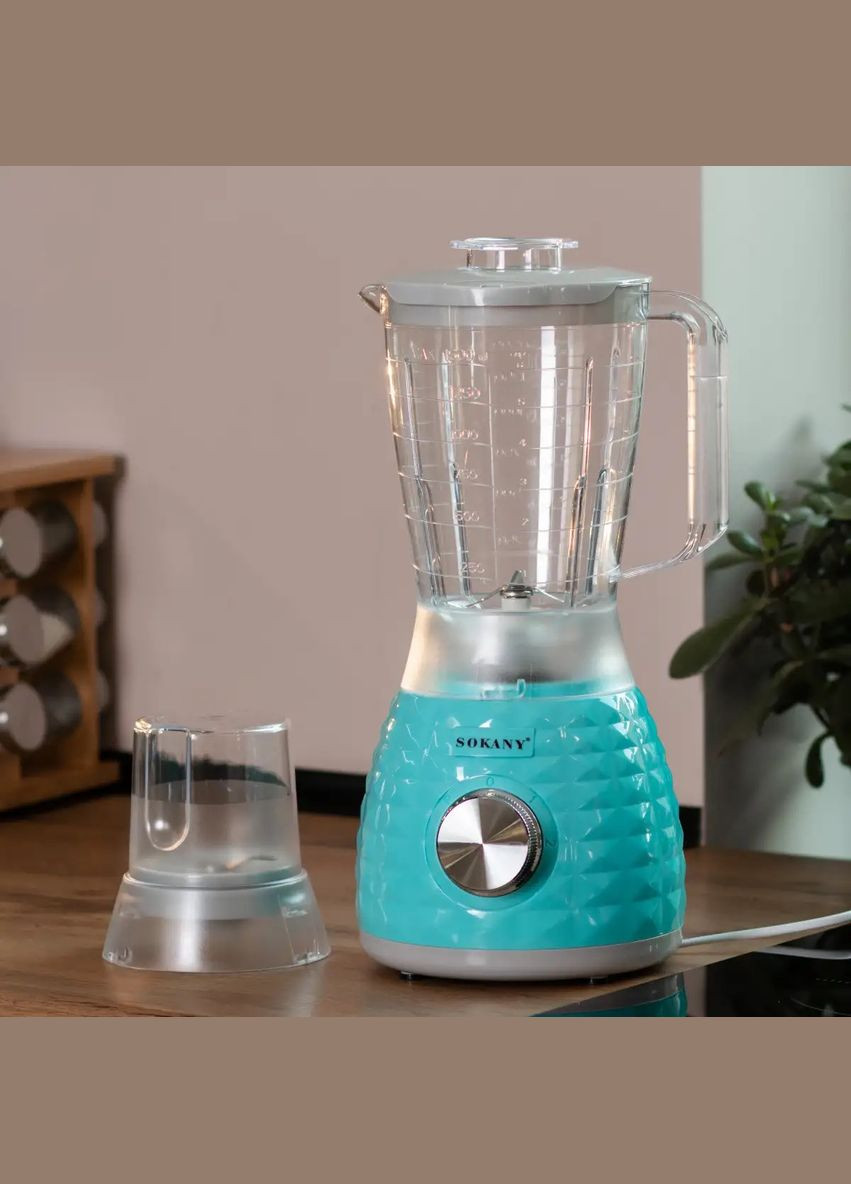 Стационарный блендер с кофемолкой SK-03030 с пластиковой чашей 1.5л для коктейлей 500Вт Sokany (315851620)