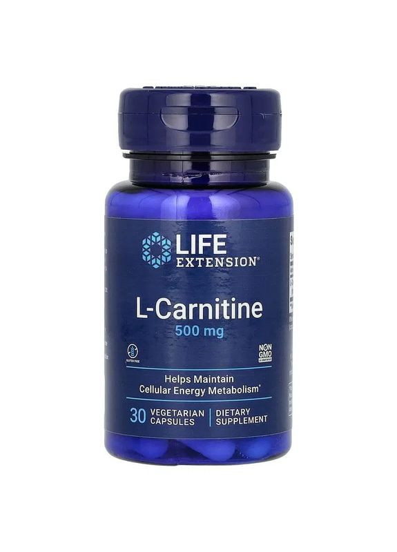 L-Карнітин 500 мг L-Carnitine 30 капсул Life Extension (361117864)