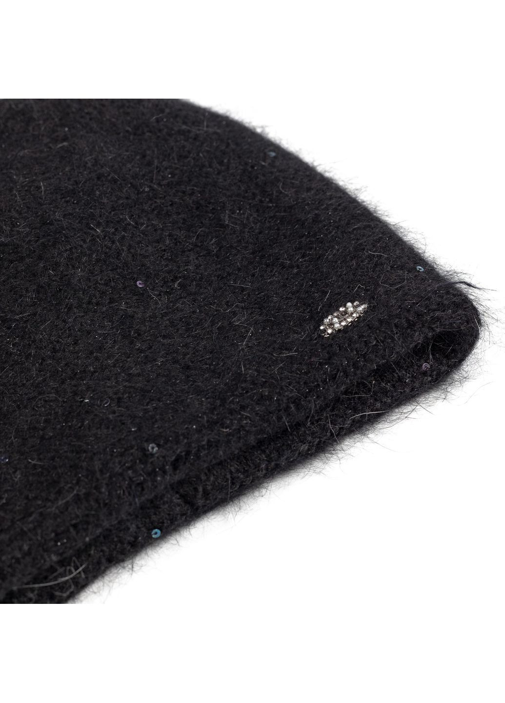 Шапка кулір з паєтками жіноча вовна з люрексом чорна АПОЛОНІЯ LuckyLOOK 593-497 (322789138)