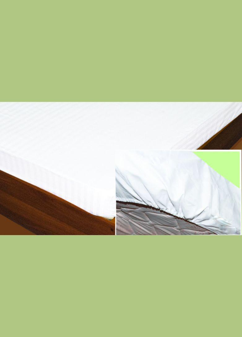 Простирадло сатин Страйп на резинці 200х140х20 см біла, полуторна Ярослав (327881049)