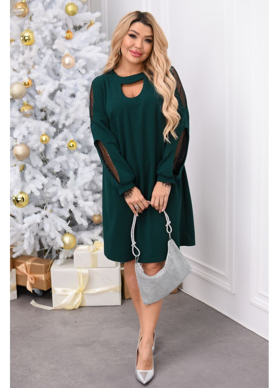 Смарагдова святковий, вечірня, кежуал жіноча сукня з мереживом великих рохмірів Style Point однотонна
