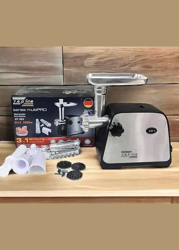 Электромясорубка ZP-002 мясорубка с реверсом с насадками для томатного сока колбасы 3000 Вт Zepline (297330948)