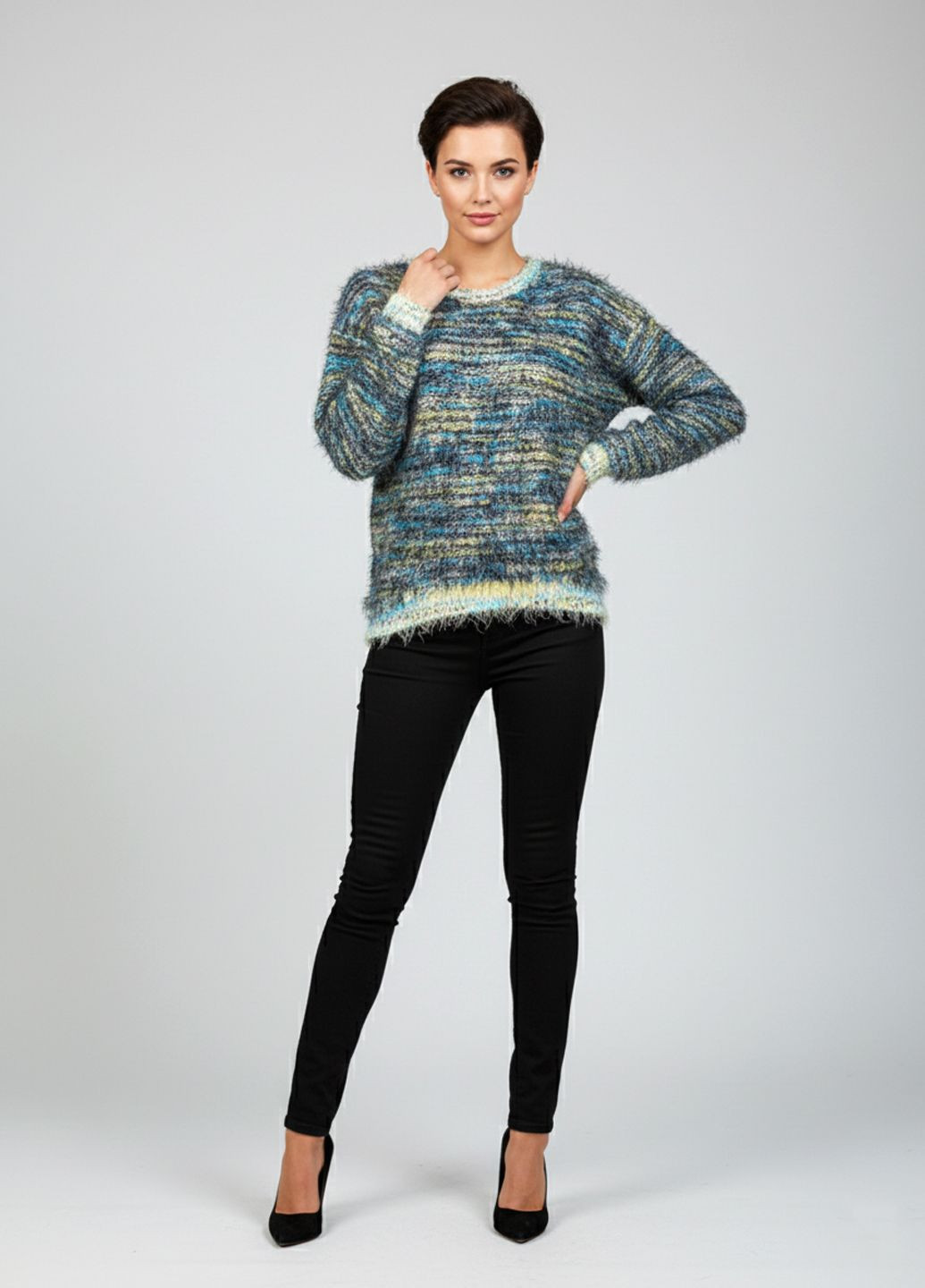 Голубой демисезонный женский демисезонный свитер травка fv-5540100 голубой Forza Viva