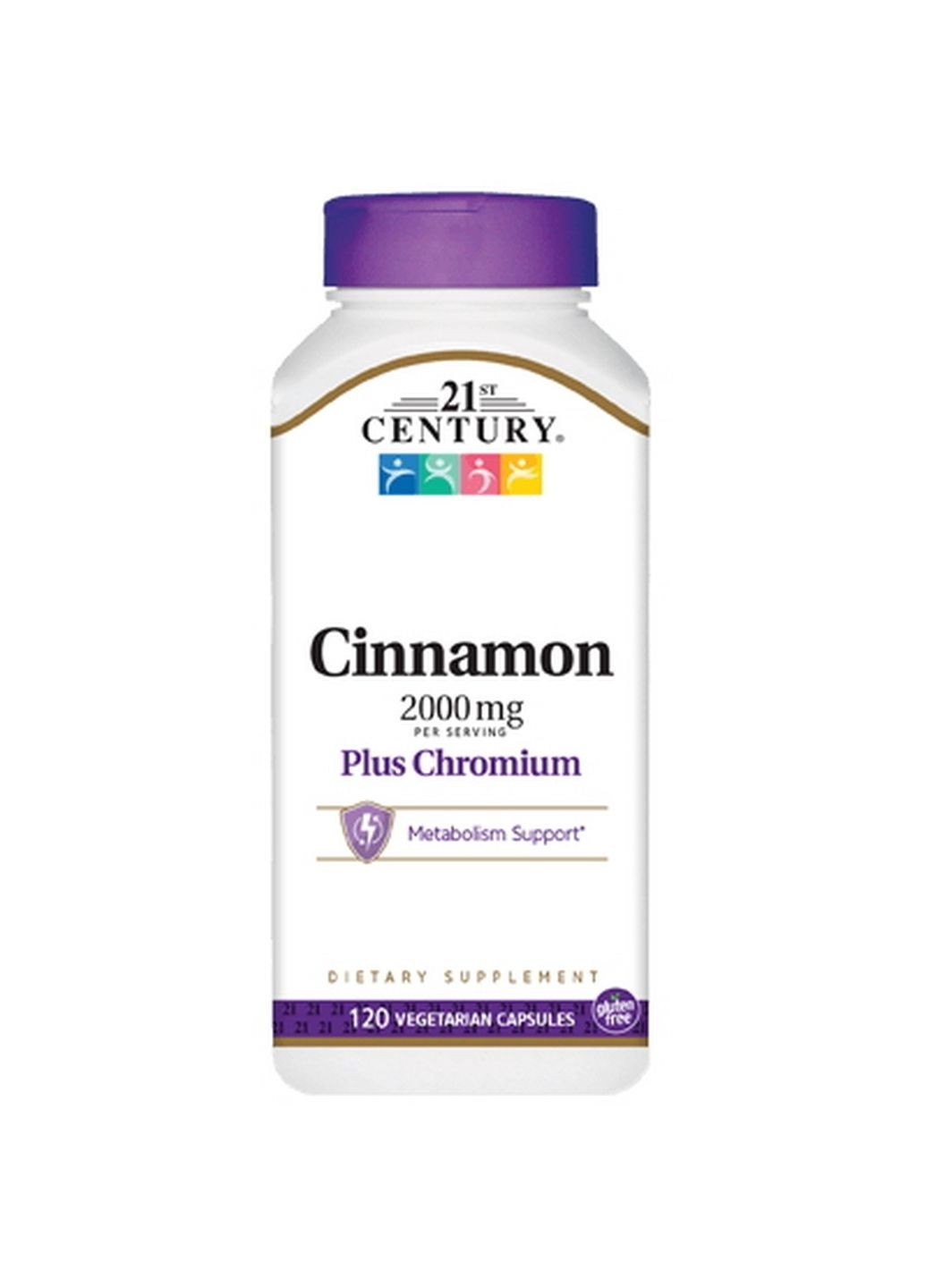 Натуральна добавка Cinnamon Plus Chromium 2000 mg, 120 вегакапсул 21st Century (293480388)