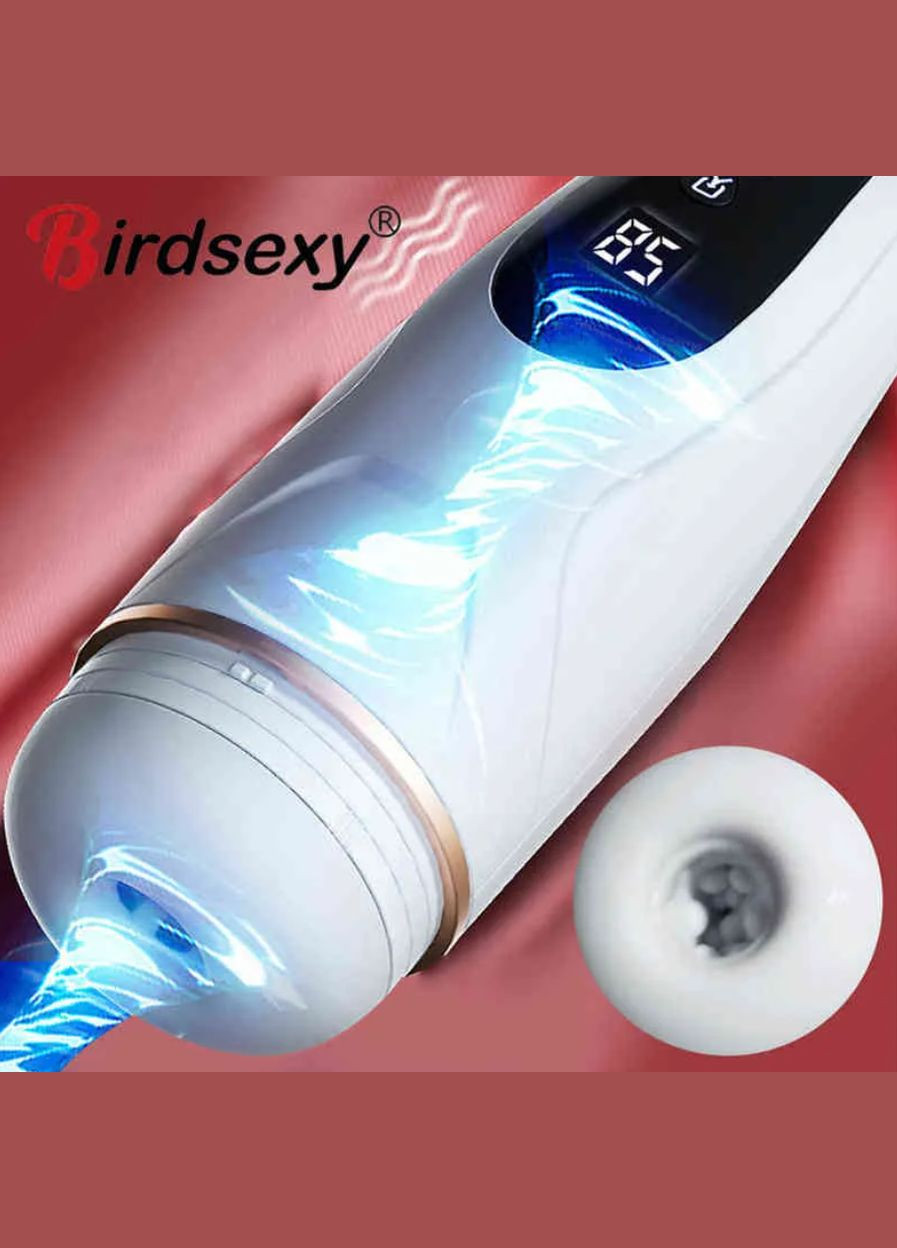 Автоматический мастурбатор с вибрацией и дисплеем, белый, 19 см No Brand (315725421)