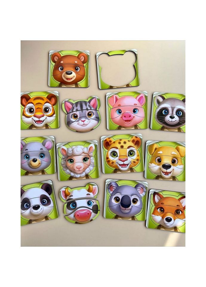 Дерев'яний пазл-вкладиш "Збери тварин" (ПСФ134) PSF134, 39 деталей Ubumblebees (305696179)