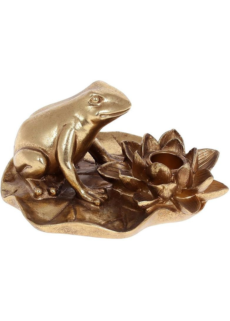 Підсвічник декоративний "Giorgi Жаба з лататтям" 8.5х13х16см, полистоун, колір золотий. Bona (332667317)
