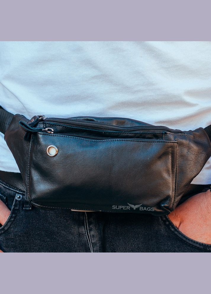 Мужская кожаная бананка на пояс черная 18783 Tiding Bag (304287236)