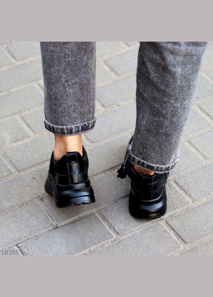 Черные кожаные женские кроссовки, кроссовки на липучках Yimeili Mystery чёрные демисезоны (300859336)