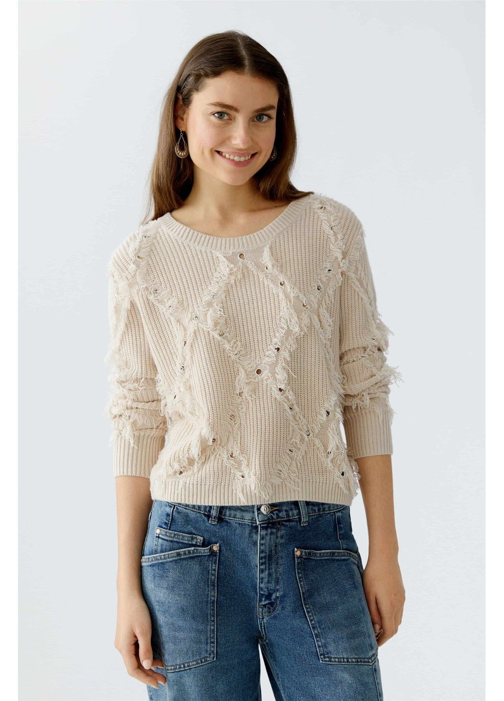 Бежевый демисезонный женский джемпер бежевый джемпер Oui