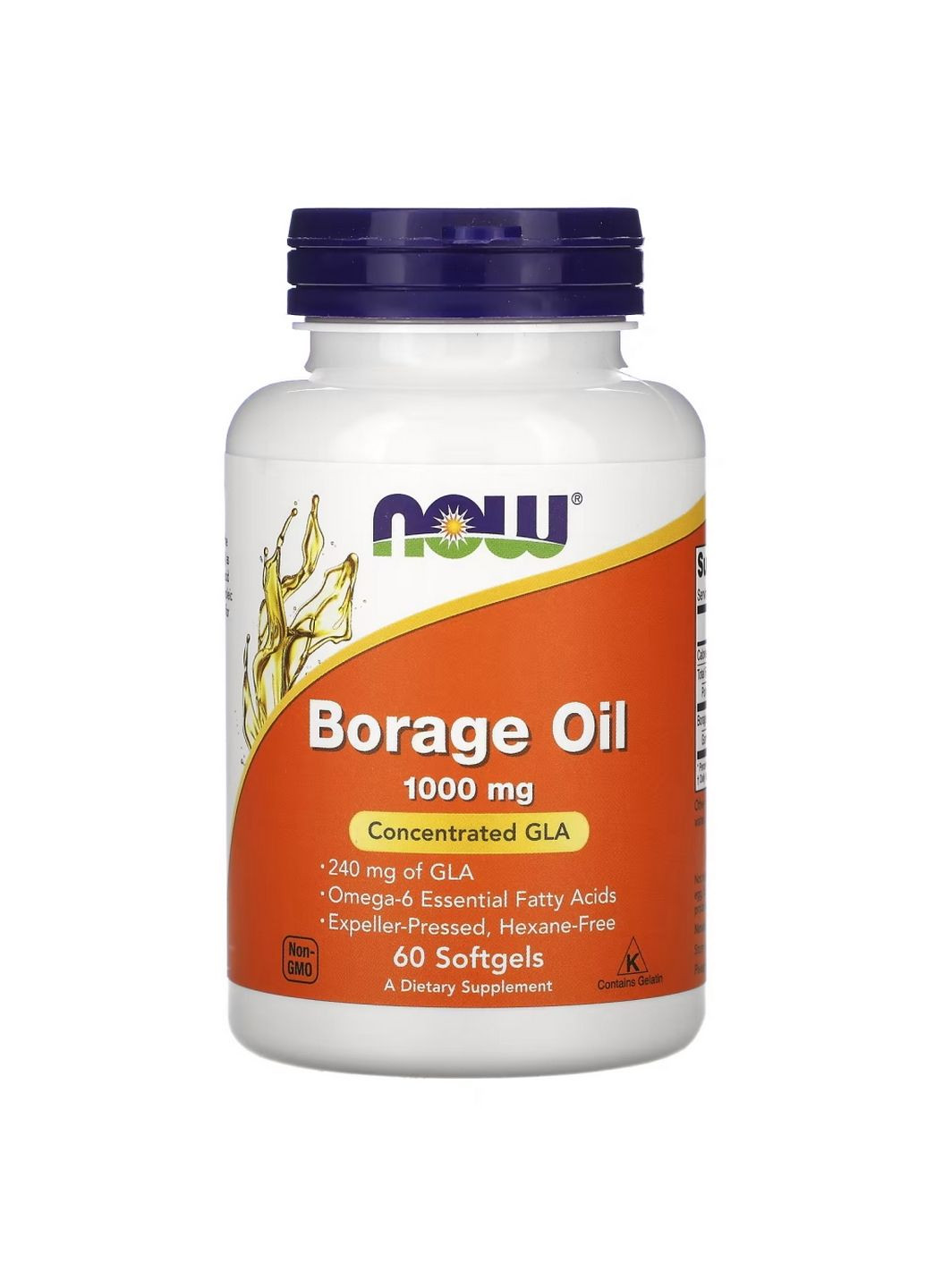 Жирні кислоти Borage Oil 1000 mg, 60 капсул Now (293339677)