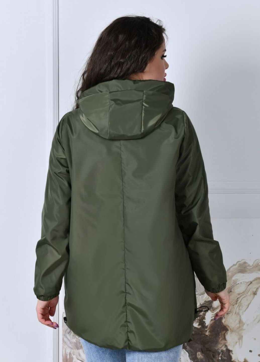 Оливковая (хаки) демисезонная плащевая куртка на подкладке No Brand