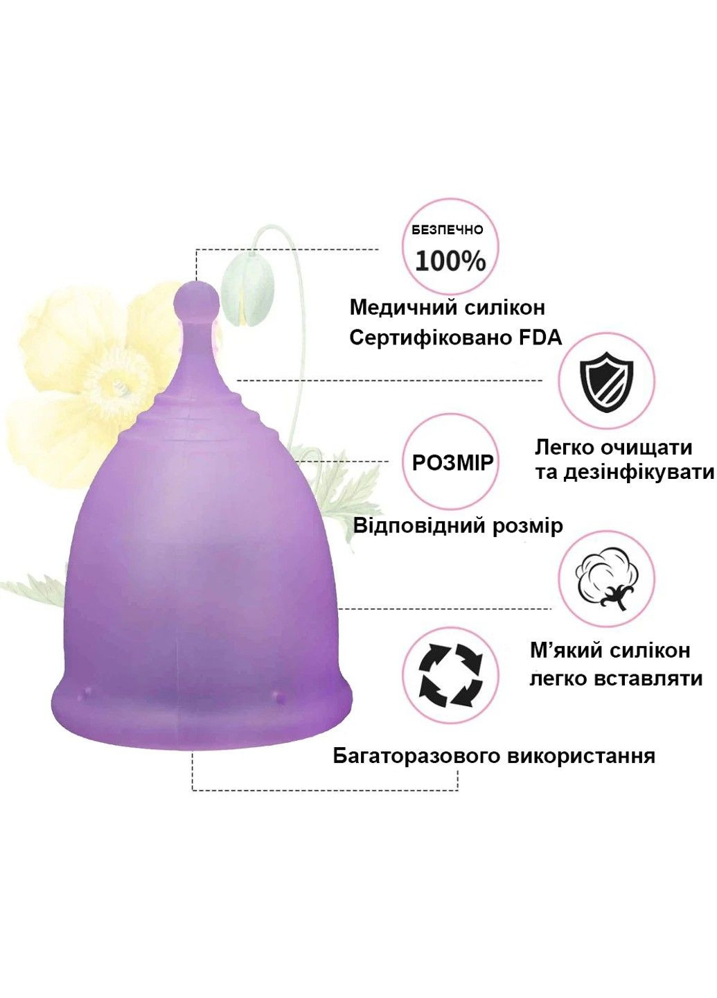 Менструальна чаша ANYTIME із медичного силікону розмір S CokeLife (284278253)