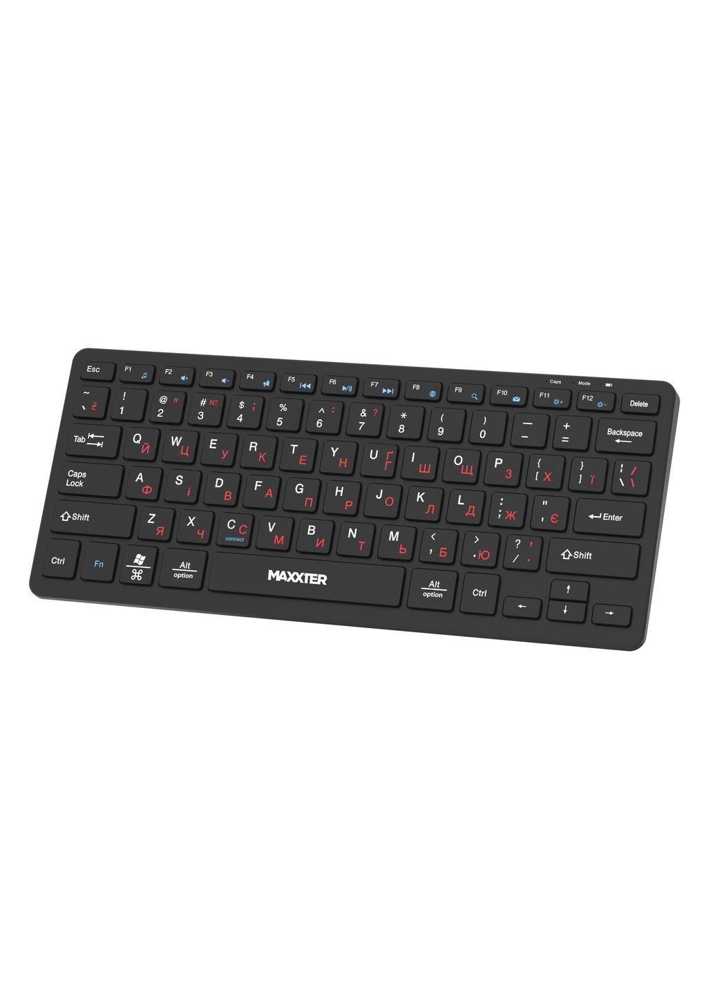 Беспроводная мини-клавиатура с аккумулятором бесшумная черная 78 клавиш 2.4 ГГц ножничный механизм Maxxter (371143118)