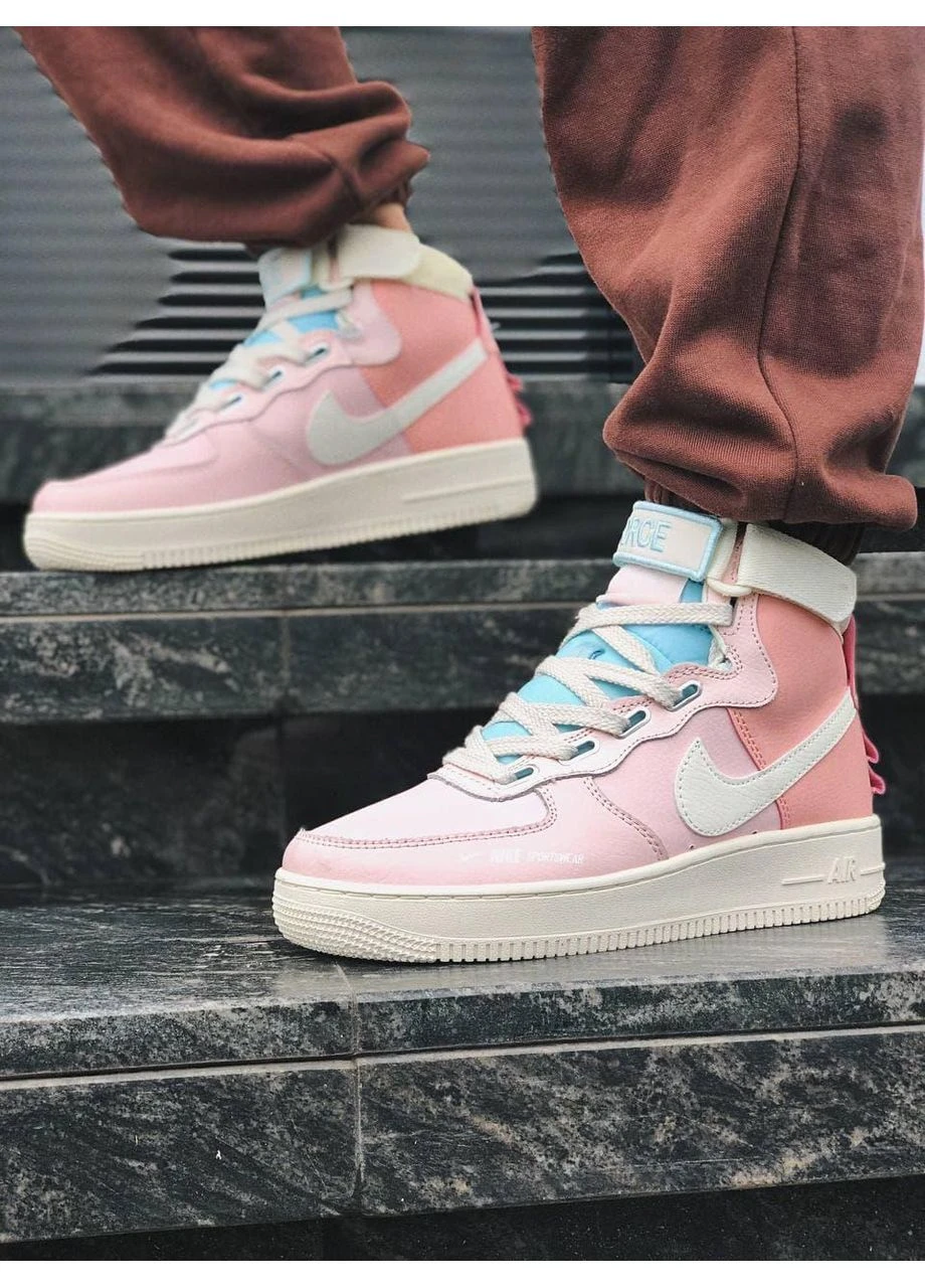 Рожеві кросівки чоловічі nike air force 1 high utility pink найк аір форс 1 рожеві демісезон No Brand