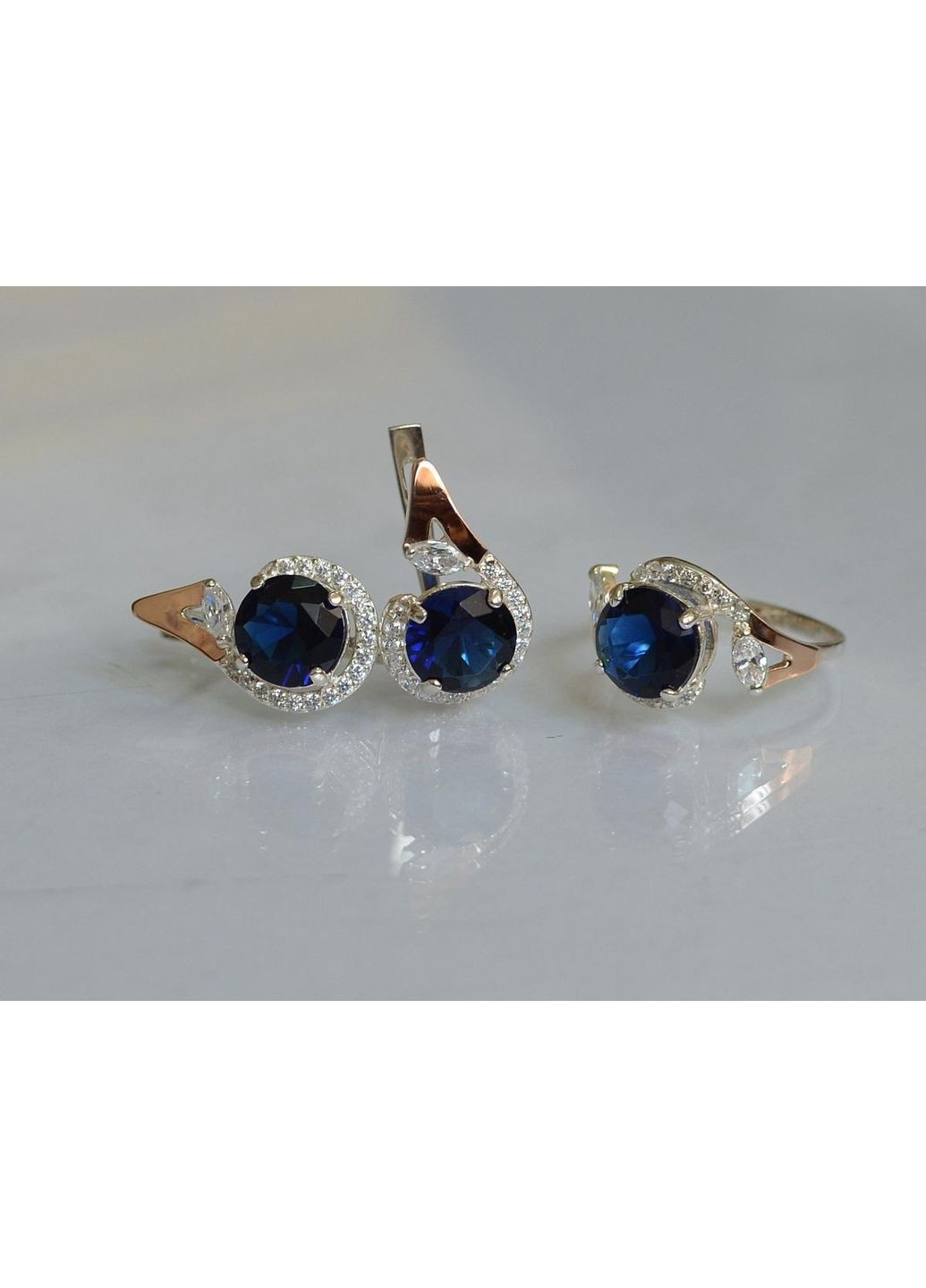 Срібний набір з золотими пластинами Silver Style (367112648)