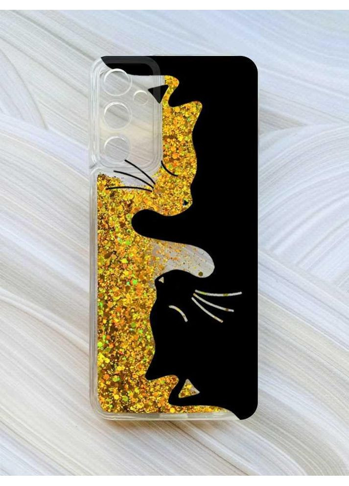 Чехол с плавающими блестками на Samsung Galaxy A34 5G (A346) Золотой:: Котики (принт 118) CASE CONTROL (360699616)