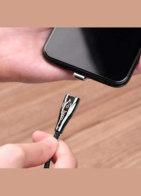 Кабель USB U75 Lightning Cable LED Magnetic Blaze 1.2 M 3A Black Hoco (368698237)
