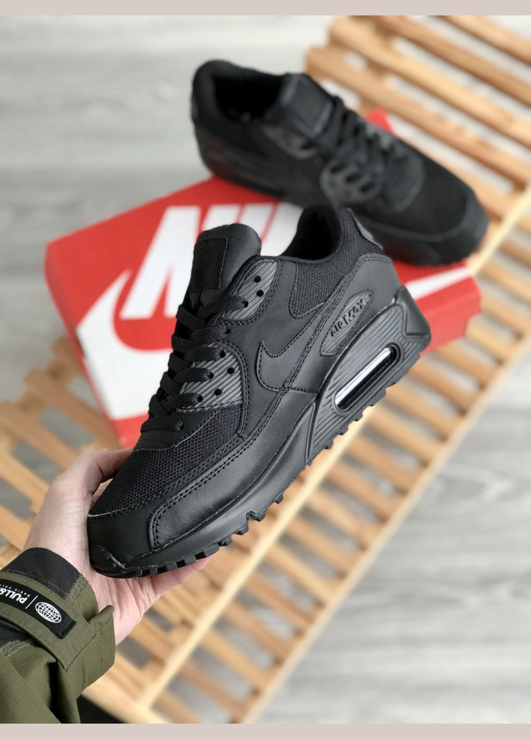 Чорні Осінні кросівки чоловічі і жіночі nike air max 90 black | найк аір макс 90 чорні No Brand