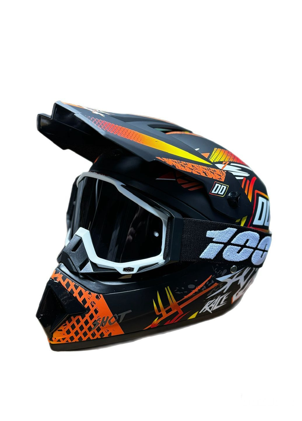 Эндуро кроссовый мотошлем Helmet Shot Race + очки Profi Black 100% No Brand (370677340)