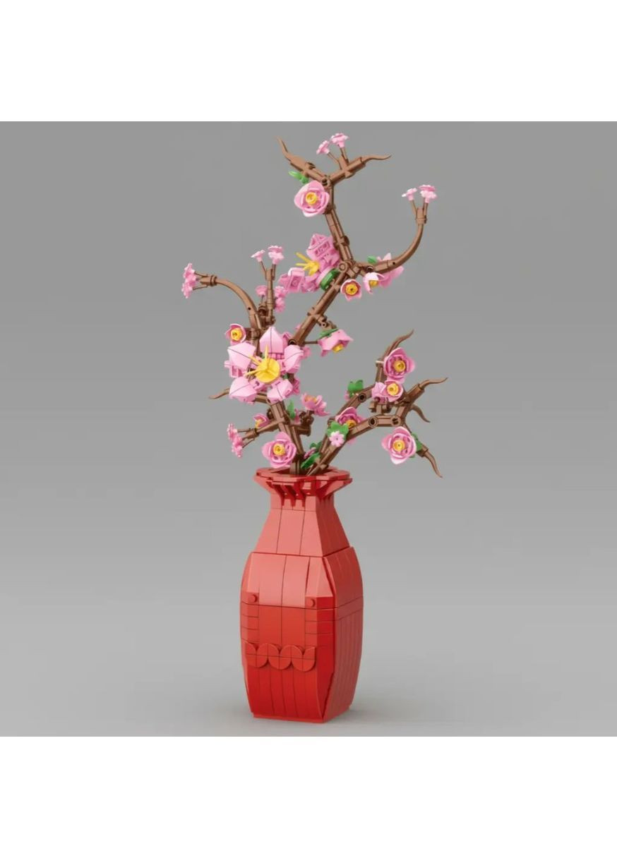 Конструктор 3D Квіти Персикове дерево у вазі, 565 деталей, пластиковий, для розвитку, творчості та декору No Brand (364191311)