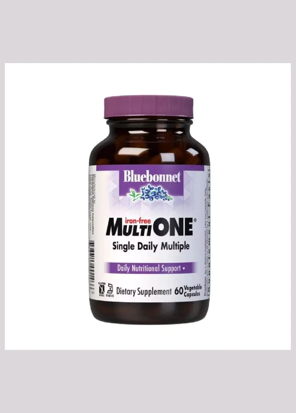 Мультивiтамiни без залiза, MultiONE,, 60 вегетаріанських капсул Bluebonnet Nutrition (292007221)