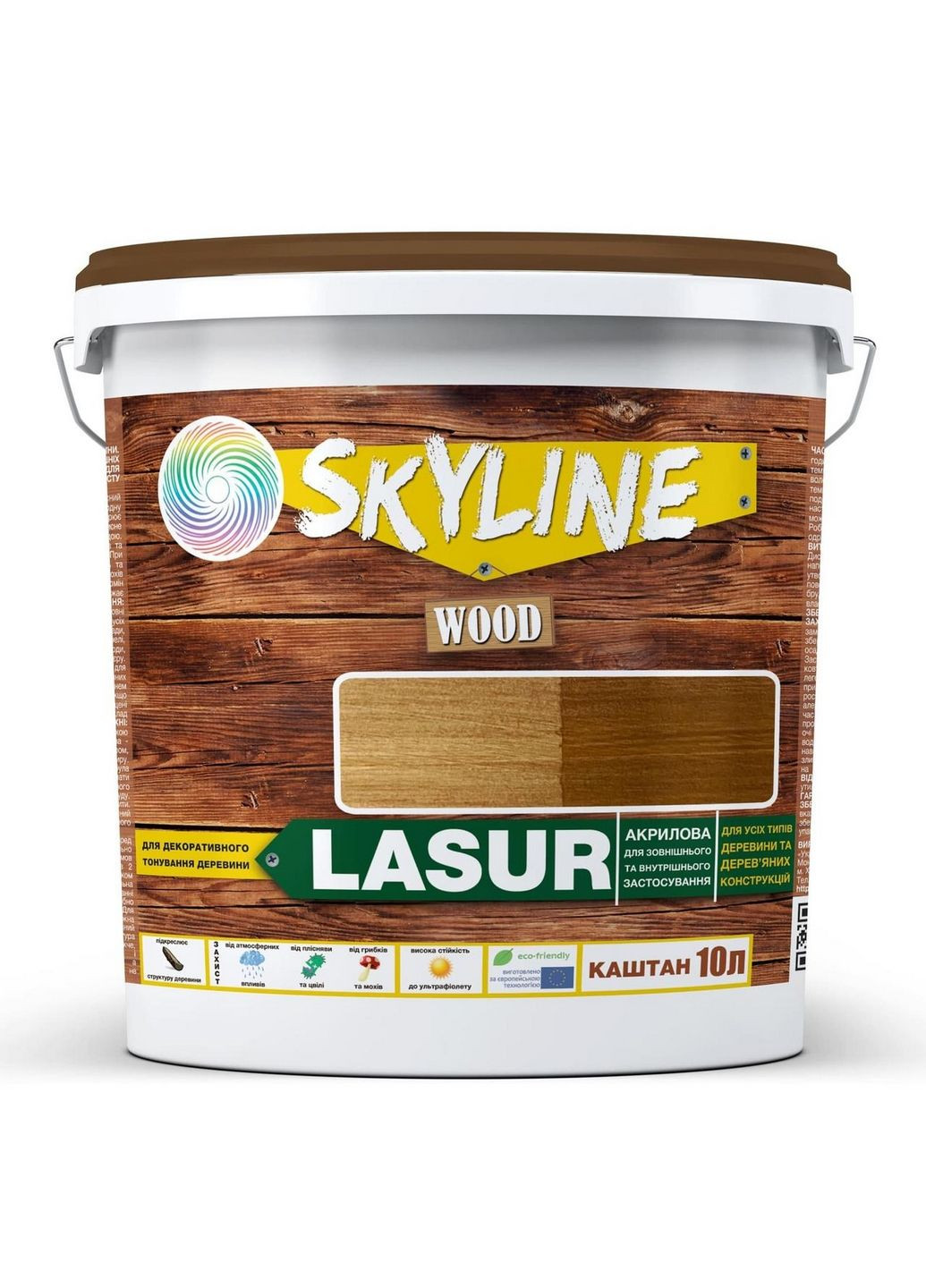Лазурь декоративно-защитная для обработки дерева LASUR Wood 10 л SkyLine (289461350)