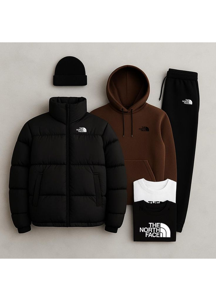 Комплект 5в1 ФЛИС (шапка+худые+штаны+футболка БЕЛАЯ +пуховик) No Brand (369112388)