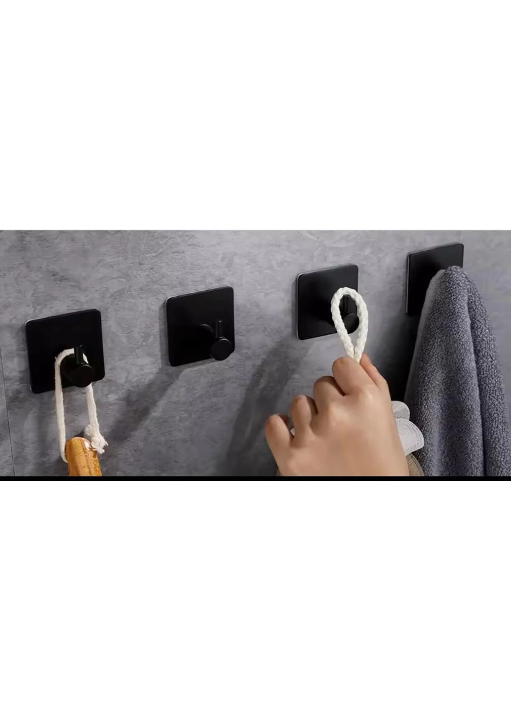 Набір гачків металевих 2 шт на клейкій основі 3M — без свердління, 4.5×4.5 см, чорний No Brand (371682781)