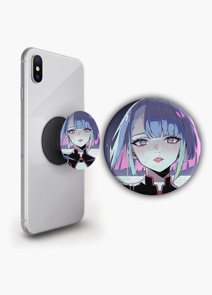 Тримач для телефону PopSockets Аніме Кіберпанк #09 Чорний No Brand (304509348)