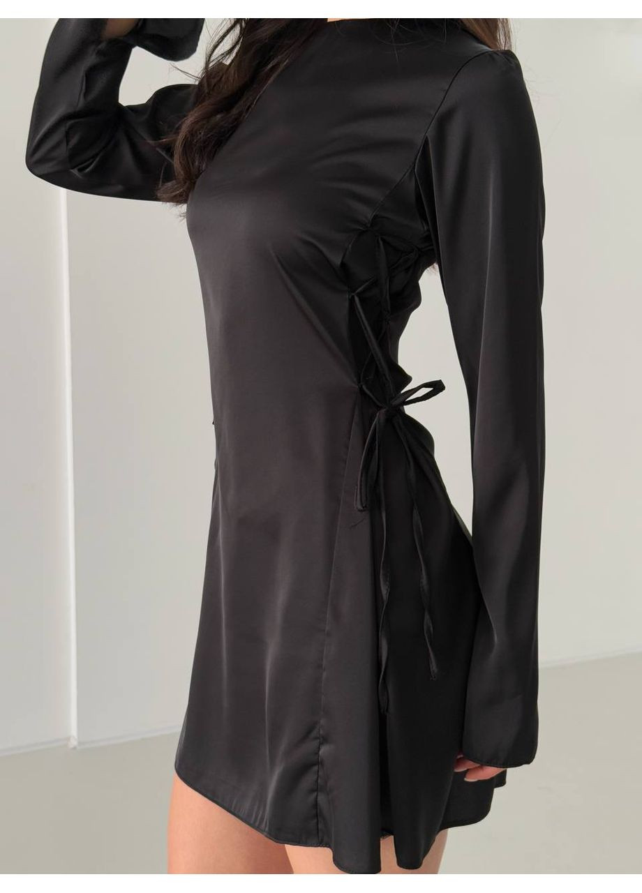 Чорна вечірня повітряна сукня з армані шовку — ніжність і елегантність 💫 (заміри в описі) Vione однотонна