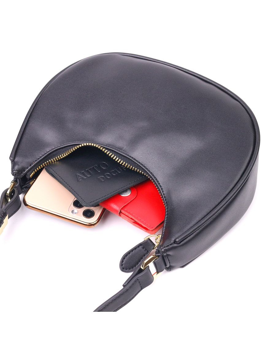 Сумка жіноча через плече шкіра хобо гладка 21288 Чорний Vintage (302008035)