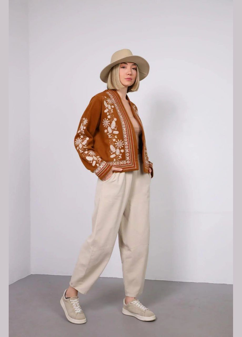 Жіноча вишиванка-жакет Смерека коричнева ESQ 5098 (303899119)