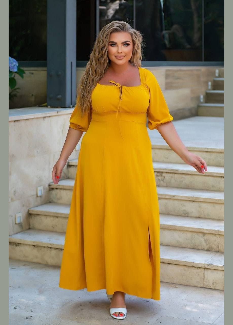 Желтое платье длинное No Brand