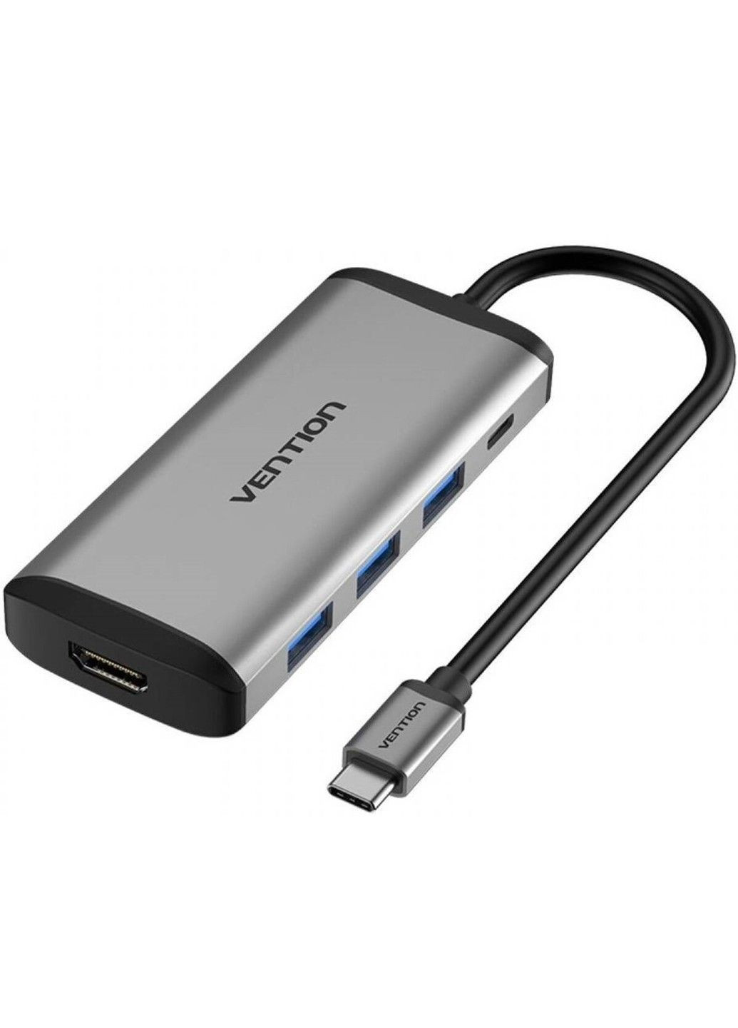 USB-хаб Type-C to HDMI/USB3.0*3/PD Converter 0.15M Gray Metal Type (CNBHB) Vention (369457730)