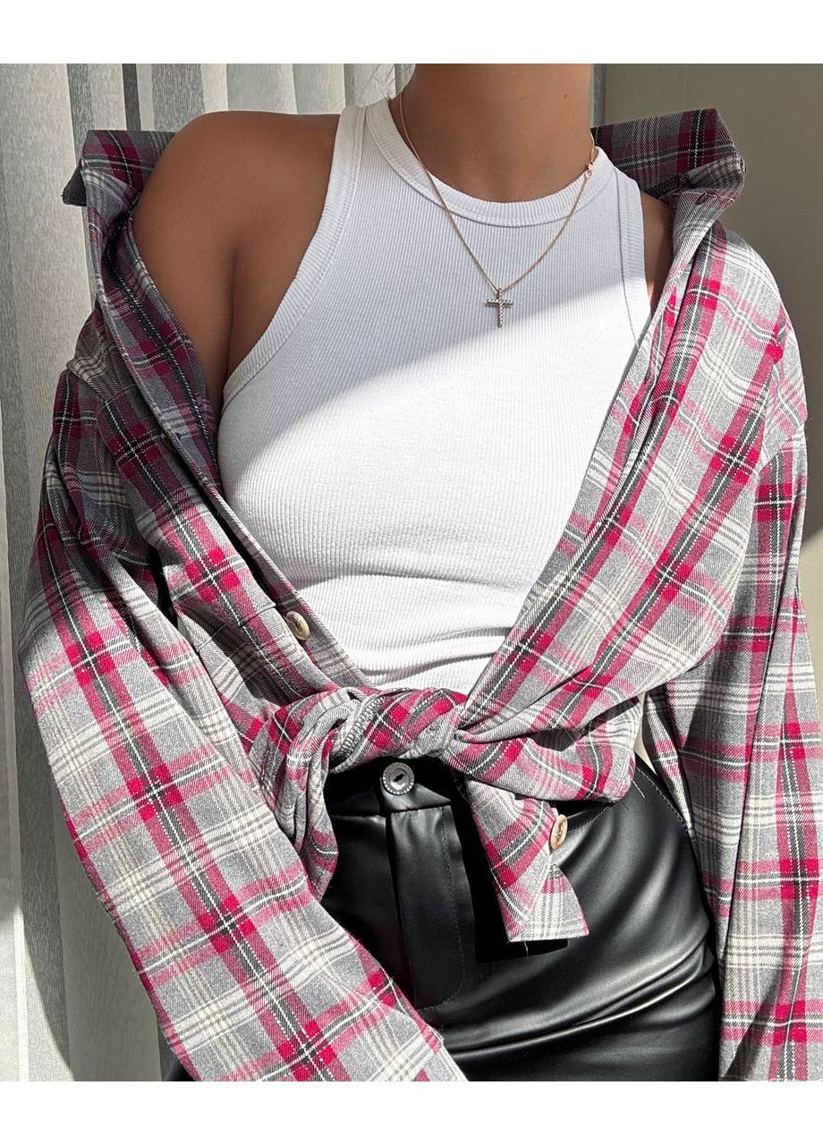 Жіноча сорочка оверсайз у клітинку MonCher (353689598)