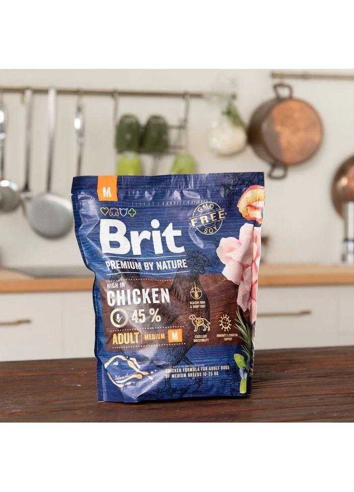 Сухой корм для взрослых собак средних пород Dog Adult M с курицей 1 кг Brit Premium (399751473)