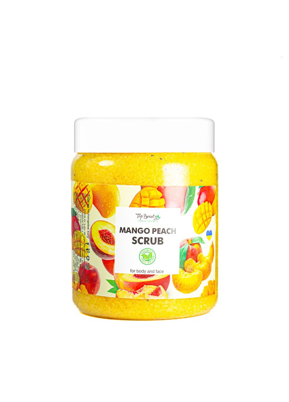 Скраб для обличчя та тіла Mango Peach з ароматом манго персик та кокосовою олією 250 мл Top Beauty (302723580)