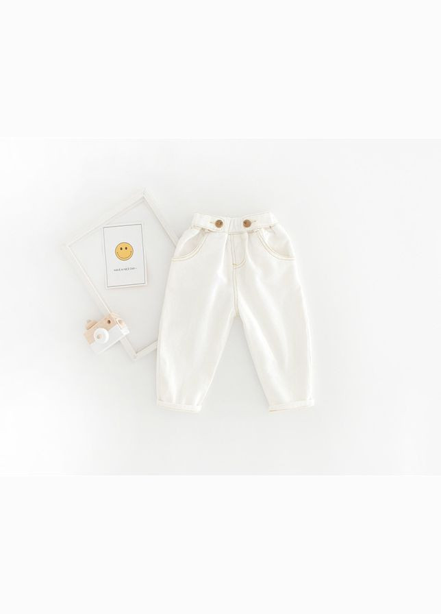 Белые демисезонные джинсы детские с пуговицами (100см) (7220) Qoopixie