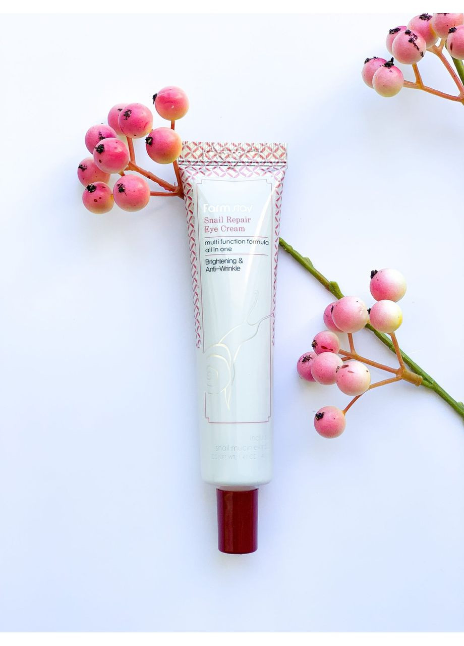 Відновлювальний крем із муцином равлика для шкіри навколо очей Farm Stay Snail Repair Eye Cream 40 ml FarmStay (366973173)