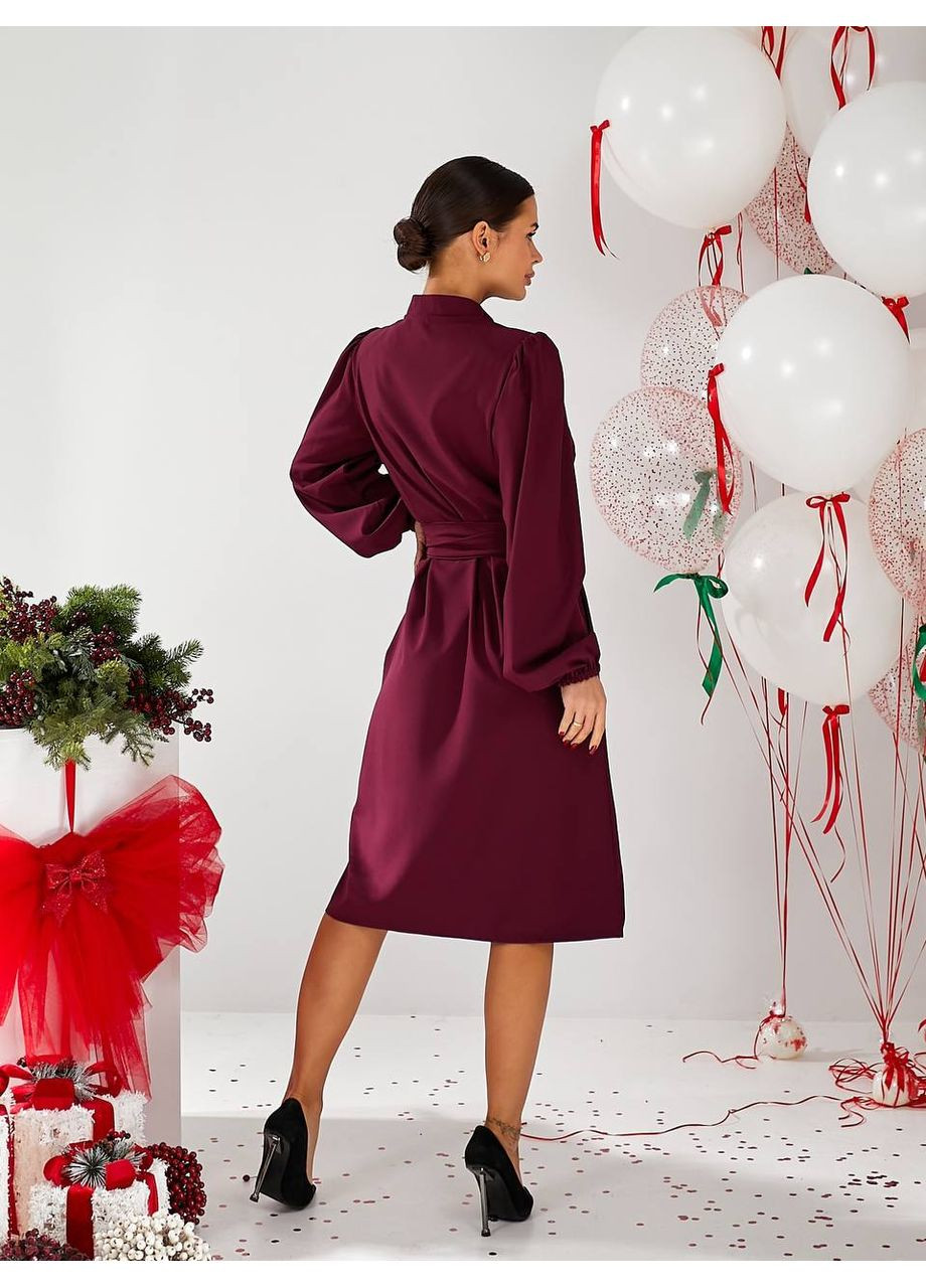 Бордовое деловое женское классическое платье длина меди Avanti однотонное