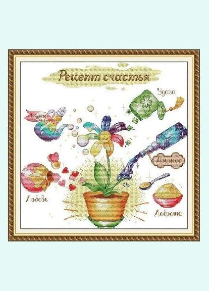 Набір для вишивання за нанесеною на канву схемою "Recipe for Happiness". AIDA 14CT printed 44*44 см Joy Sunday (313614124)